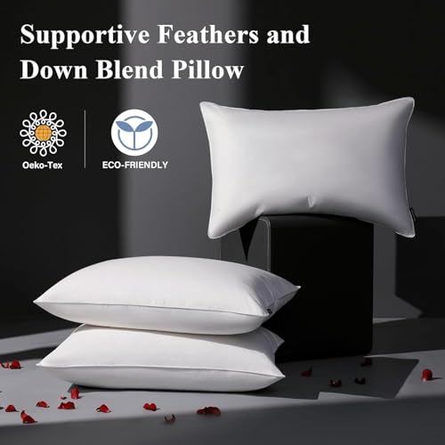 Queen Size Medium Firm Goose Down Pillows Set of 2 - Hotel Collection Bed Pillows