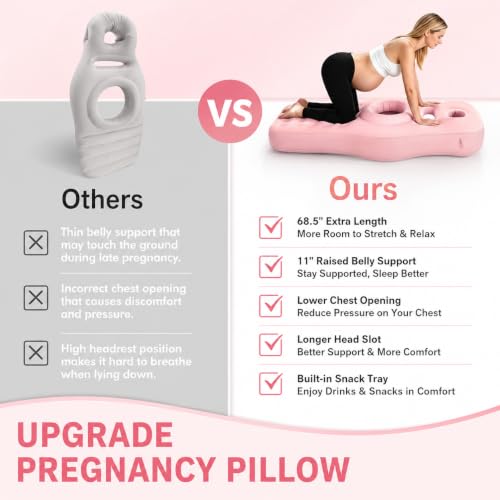Inflatable Pregnancy Sleep Pillow for Stomach Sleeping Pink - Maternity Support
