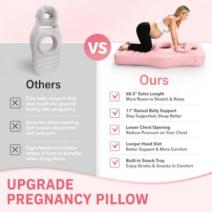 Inflatable Pregnancy Sleep Pillow for Stomach Sleeping Pink - Maternity Support