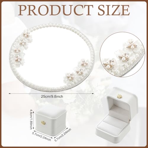 Wedding Mirror Tray with 2 Ring Boxes - Pearl Roses & Reflective Centerpiece