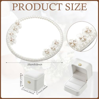 Wedding Mirror Tray with 2 Ring Boxes - Pearl Roses & Reflective Centerpiece