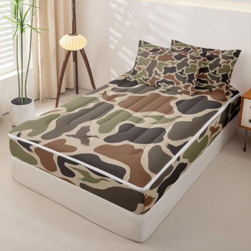 Duck Hunting Army Camo Twin Comforter Set with Zipper Bedding - Camo 48