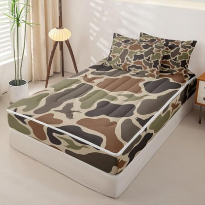 Duck Hunting Army Camo Twin Comforter Set with Zipper Bedding - Camo 48