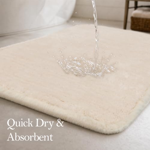 Ivory Bathroom Rug 17x24 Absorbent Quick Dry Non Slip Washable Mat