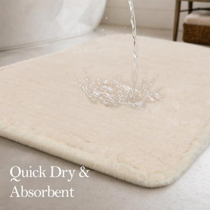 Ivory Bathroom Rug 17x24 Absorbent Quick Dry Non Slip Washable Mat