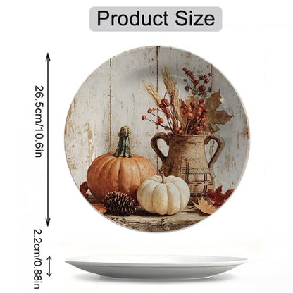 Fall Pumpkins Wall Decor Plates - 10 Inch Thanksgiving Harvest Design - PE-6