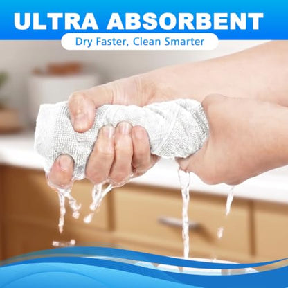 White Cotton Washcloths Set - 3-Pack, 13x13 & 13x28 Inches, Soft & Absorbent