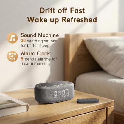 White Noise Machine with Alarm Clock - Sleep Aid & Bedside Speaker