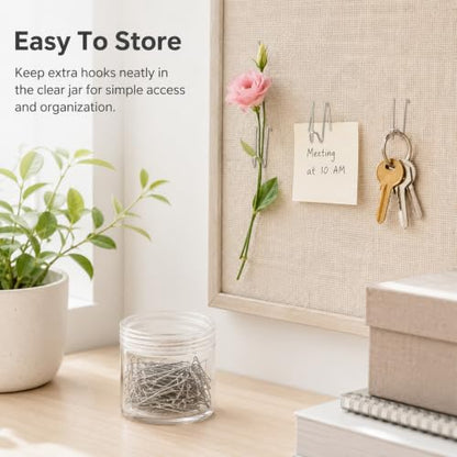 36 Pack Cubicle Wall Hooks for Office & Home - Stainless Steel Hangers with Storage Box