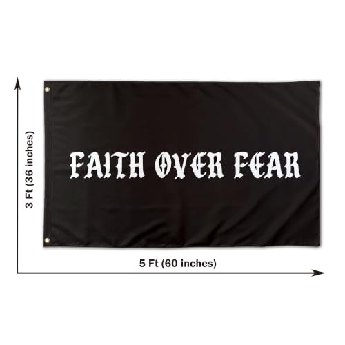 Faith Over Fear Inspirational Religious Flag 3x5 Ft Indoor Wall Banner - Black Variation F-Faithblack