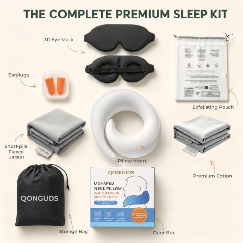 Travel Neck Pillow Memory Foam Support - Light Gray, Ergonomic Design