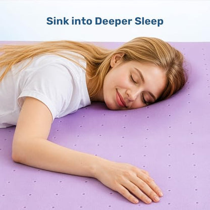 Sweetcrispy 3 Inch Twin Gel Memory Foam Mattress Topper - Purple Variation