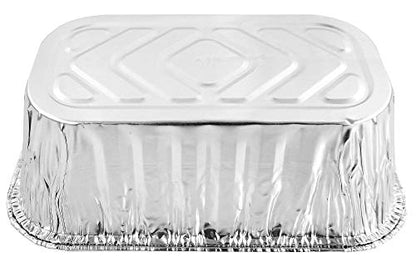 PACTOGO Disposable 1 lb. Aluminum Foil Mini Loaf Pans with Clear Low Dome Lids (Pack of 400 Sets)