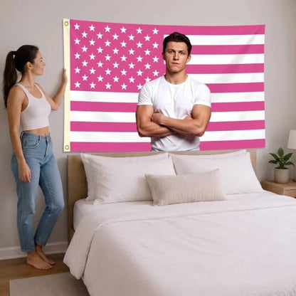 Pink American Flag Wall Tapestry - Bedroom Decor for Fans and Movie Lovers