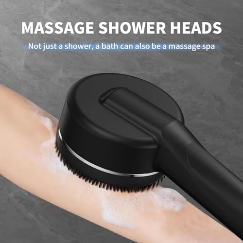 Jet Black High Pressure Shower Head with Handheld Filtered 4 Spray Modes & Pause Switch