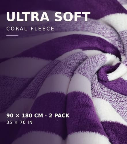 Purple Bath Sheets 2 Pack - Extra Large Microfiber Towels for Pool & Gym