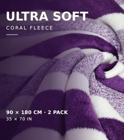 Purple Bath Sheets 2 Pack - Extra Large Microfiber Towels for Pool & Gym