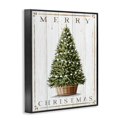 Christmas Country Tree Framed Giclee Art 16x20 Black MDF Box Frame - Merry Christmas Variation