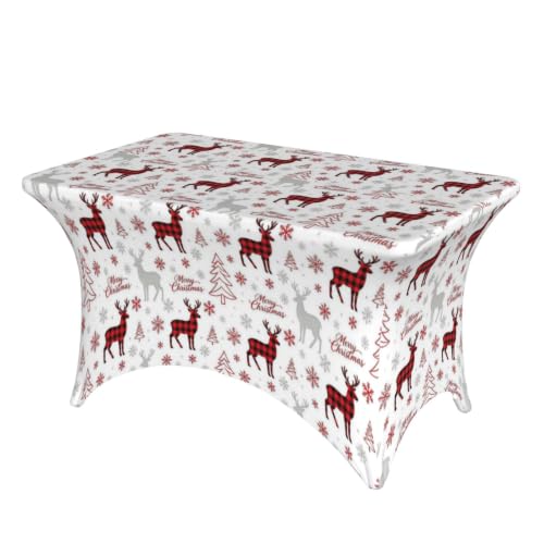 Christmas Reindeer Spandex Rectangle Tablecloth 4FT - Winter Holiday Decor