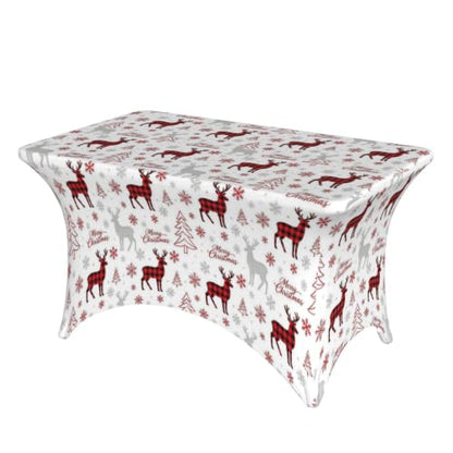 Christmas Reindeer Spandex Rectangle Tablecloth 4FT - Winter Holiday Decor