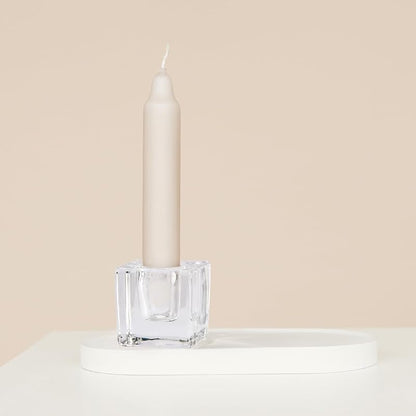 24 Clear Glass Taper Candle Holders Set - Square & Round, Fit 0.6-0.9 in Candles, Includes Variation: Clear Square+24