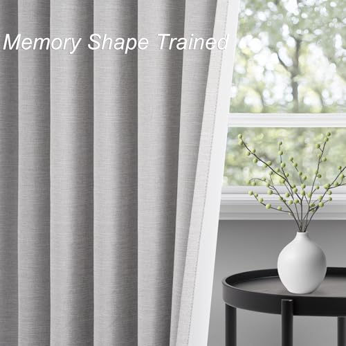 Blackout Linen Curtains - 52W x 94L in Grey Beige, 2 Panels, Modern Light Blocking & Soundproof for Living Room