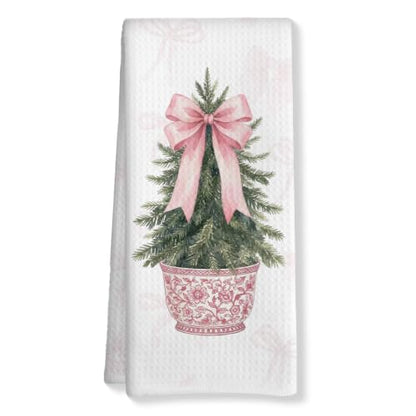 Christmas Kitchen Towels with Pink Bow and Tree Design - Multi 0367