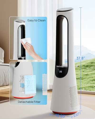 38 Inch Bladeless Tower Fan with 20 Speeds & 4 Modes, 120° Oscillation, Remote & Ambient Light