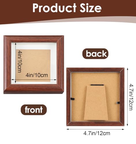 4x4 Solid Wood Shadow Box Frame for Keepsakes and Display