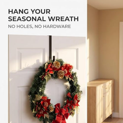 Black Carbon Steel Wreath Hanger - 5 Inch Door Display for Christmas Halloween