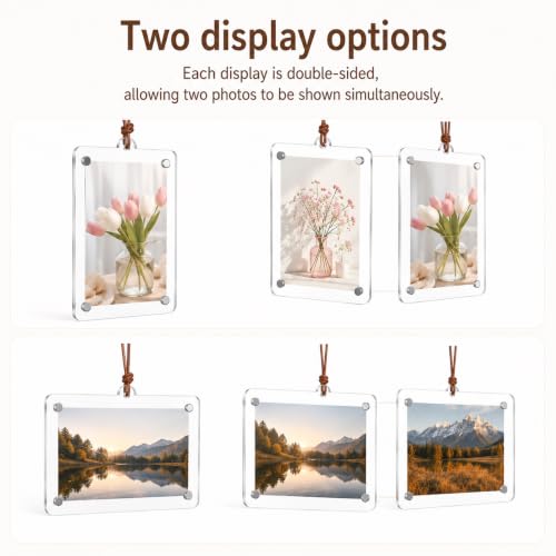 Car Photo Holder with Chain - 2 Styles, Acrylic Rearview Mirror Display