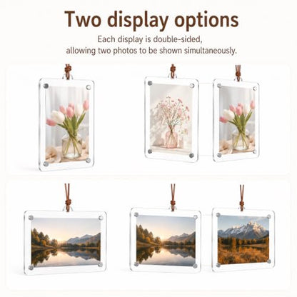 Car Photo Holder with Chain - 2 Styles, Acrylic Rearview Mirror Display