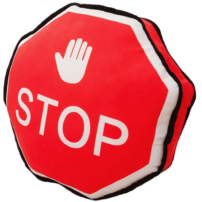 Traffic Sign Plush Pillow - 15.7 Inch Stop Sign Stuffed Cushion for Car Room Decor - Variation of THIS listing