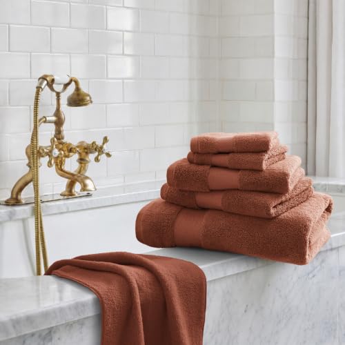 Turkish Cotton Bath Towel Set - 6 Pieces, Terracotta, 600 GSM, Plush & Absorbent