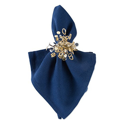 DII Christmas Napkin Ring Set - Gold Beaded Sparkle, 1.5 Inch Diameter, 6 Pieces