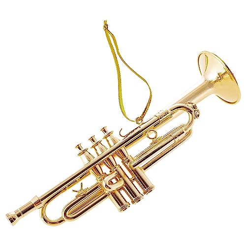 Gold Brass Trumpet Ornament for Christmas Tree & Music Decor