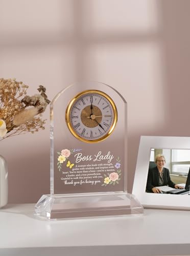 Boss Lady Gifts for Women – Boss Appreciation Silent Desk Clock - Boss Lady Variation