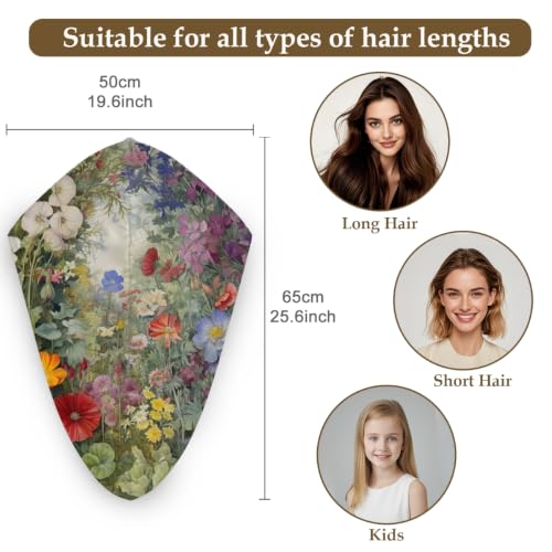 Microfiber Hair Towel Wrap with Vintage Floral Design - Fast Absorbent & Secure Fit