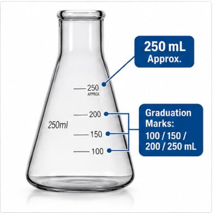 250ml Borosilicate Glass Erlenmeyer Flask Laboratory Equipment
