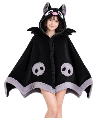 Black Wearable Bat Blanket Hoodie - Cosplay Halloween Costume & Cozy Loungewear