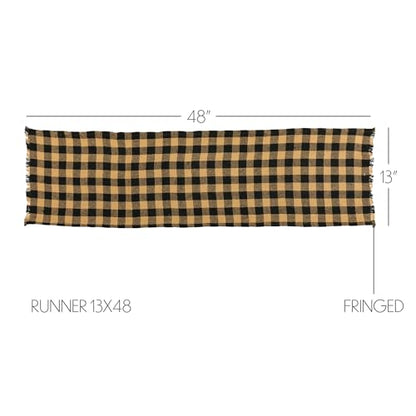 13x48 Burlap Check Runner with Fringed Edges - Pack of 2, Rustic Kitchen Table Decor