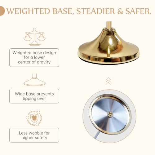 Gold Candlestick Holders Set of 6 with Weighted Wide Bases - Elegant Home Decor
