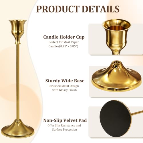 24Pcs Gold Taper Candle Holders Vintage Centerpieces Set