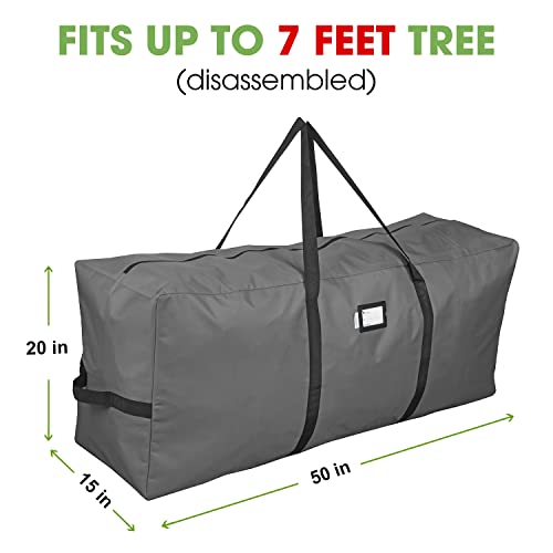 Heavy Duty Christmas Tree Storage Bag - Fits Up to 7.5 Ft Disassembled Tree - Gray