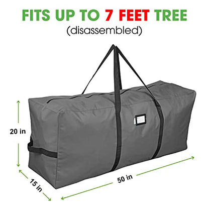 Heavy Duty Christmas Tree Storage Bag - Fits Up to 7.5 Ft Disassembled Tree - Gray