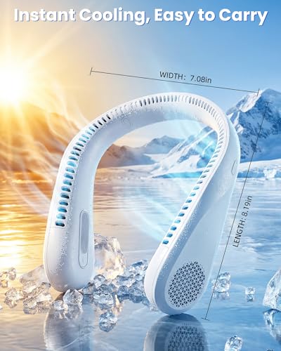 Rechargeable Portable Neck Fan with 20H Runtime, Hands-Free Bladeless Cooling