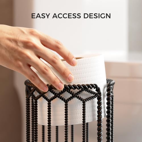 Freestanding Toilet Paper Holder Stand with Reserve Storage - Modern Bathroom Organizer