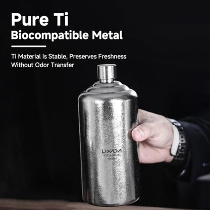 Portable Whiskey Flask 1000ml - Pure Titanium Leakproof Bottle with Funnel