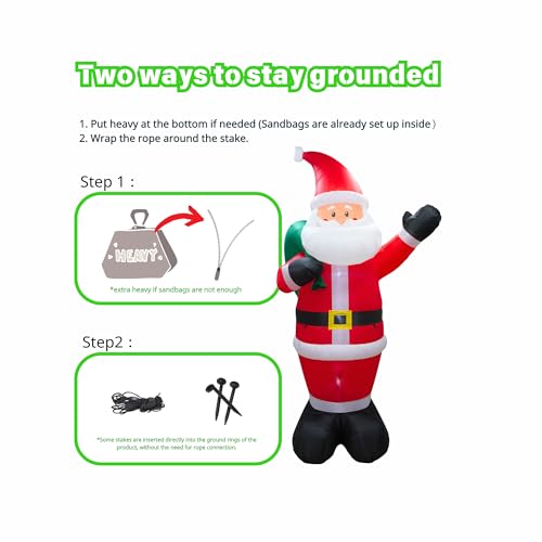 12Ft Inflatable Santa Christmas Yard Decoration with LED Lights Outdoor Holiday Decor