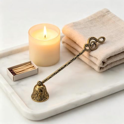 Vintage Brass Musical Note Candle Snuffer with Long Handle - Gold